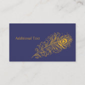 Fancy Plumes Peacock Feathers Elegant Gold Navy Visitekaartje (Achterkant)
