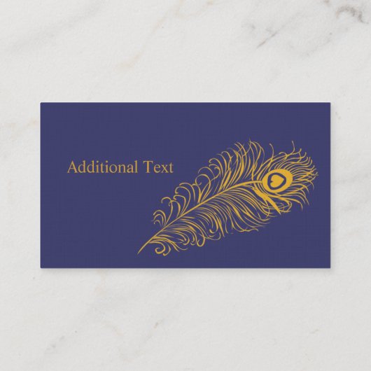 Fancy Plumes Peacock Feathers Elegant Gold Navy Visitekaartje (Achterkant)