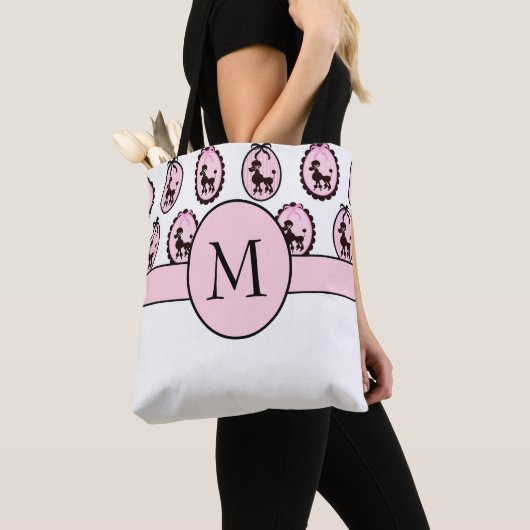 Fancy Poodles Monogram Canvas tas (Dichtbij)