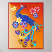 Fancy Poster Peacock en Flowers (Voorkant)