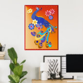 Fancy Poster Peacock en Flowers (Thuiskantoor)