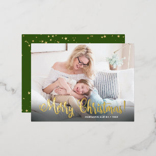 Fancy Prettig Kerstfeest, Foto, Naam & Bericht Fol Folie Feestdagen Briefkaart