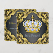 Fancy Prince Baby shower Baby Blauw Kaart (Voorkant / Achterkant)