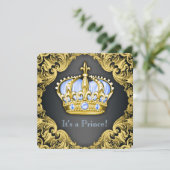 Fancy Prince Baby shower Baby Blauw Kaart (Staand voorkant)