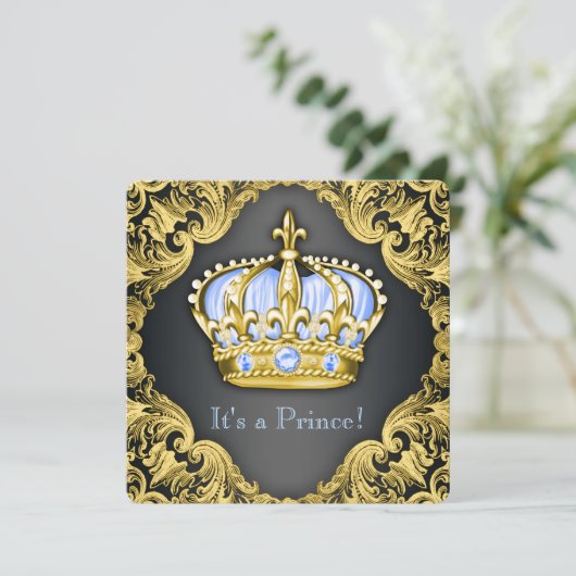 Fancy Prince Baby shower Baby Blauw Kaart (Staand voorkant)