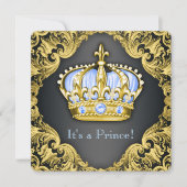 Fancy Prince Baby shower Baby Blauw Kaart (Voorkant)