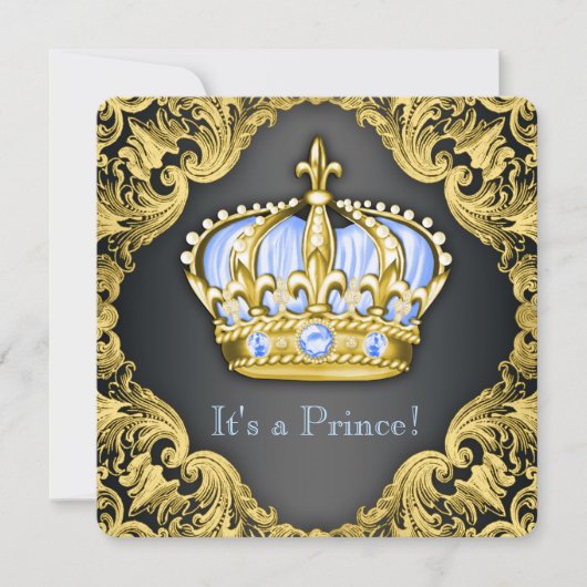 Fancy Prince Baby shower Baby Blauw Kaart (Voorkant)