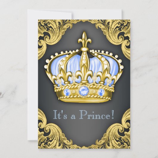 Fancy Prince Baby shower Baby Blauw Kaart (Voorkant)