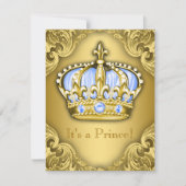 Fancy Prince Baby shower Baby Blue Gold Kaart (Voorkant)