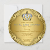 Fancy Prince Baby shower Baby Blue Gold Kaart (Achterkant)