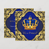 Fancy Prince Baby shower blauw goud Kaart (Voorkant / Achterkant)