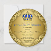 Fancy Prince Baby shower Blue en Gold Kaart (Achterkant)