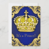 Fancy Prince Baby shower Blue en Gold Kaart (Voorkant)