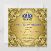 Fancy Prince Baby shower Blue en Gold Kaart (Achterkant)