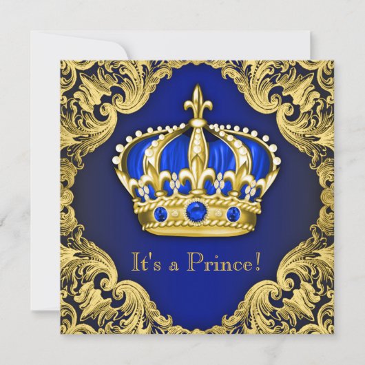 Fancy Prince Baby shower Blue Kaart (Voorkant)