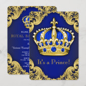 Fancy Prince Baby shower Blue Kaart (Voorkant / Achterkant)