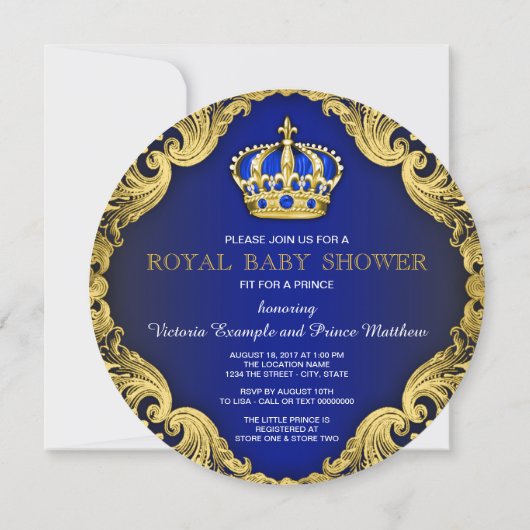 Fancy Prince Baby shower Blue Kaart (Achterkant)