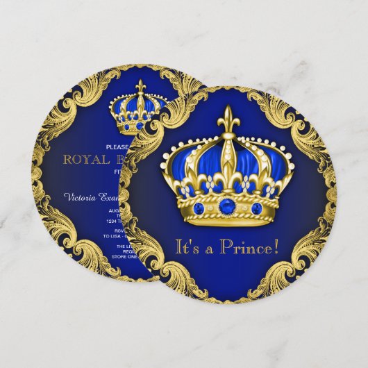 Fancy Prince Baby shower Blue Kaart (Voorkant / Achterkant)