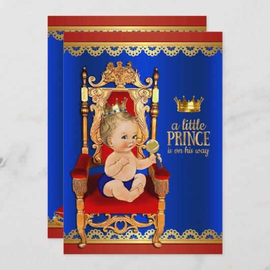 Fancy Prince Baby shower Kaart (Voorkant / Achterkant)