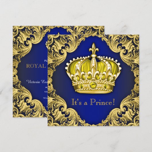 Fancy Prince Baby shower Kaart (Voorkant / Achterkant)