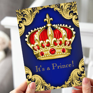 Fancy Prince Baby Shower Koningsblauw Kaart