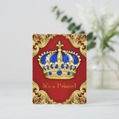 Fancy Prince Baby shower Red Kaart (Staand voorkant)