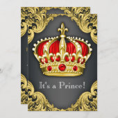 Fancy Prince Baby shower Regal Red Kaart (Voorkant / Achterkant)