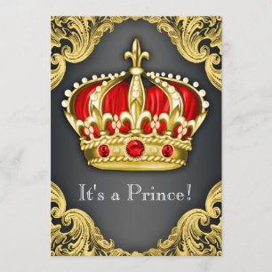 Fancy Prince Baby shower Regal Red Kaart