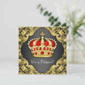 Fancy Prince Baby shower Regal Red Kaart (Staand voorkant)