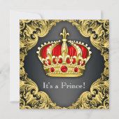 Fancy Prince Baby shower Regal Red Kaart (Voorkant)