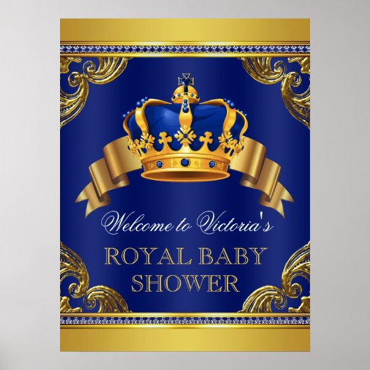 Fancy Prince Baby shower Welkomstsignalen Poster (Voorkant)