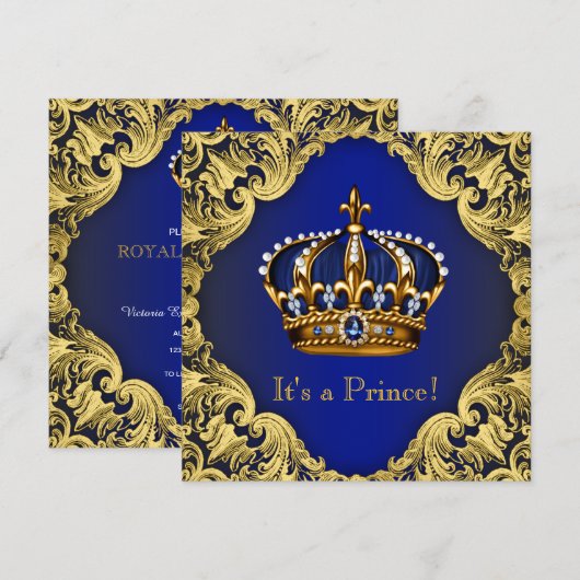 Fancy Prince Boy Baby Shower Uitnodigingen (Voorkant / Achterkant)