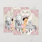 Fancy Princess Baby shower Ivoren Roze Stoel Kaart (Voorkant / Achterkant)
