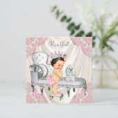 Fancy Princess Baby shower Ivoren Roze Stoel Kaart (Staand voorkant)