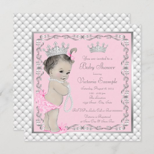 Fancy Princess Baby Shower Uitnodigingen (Voorkant / Achterkant)