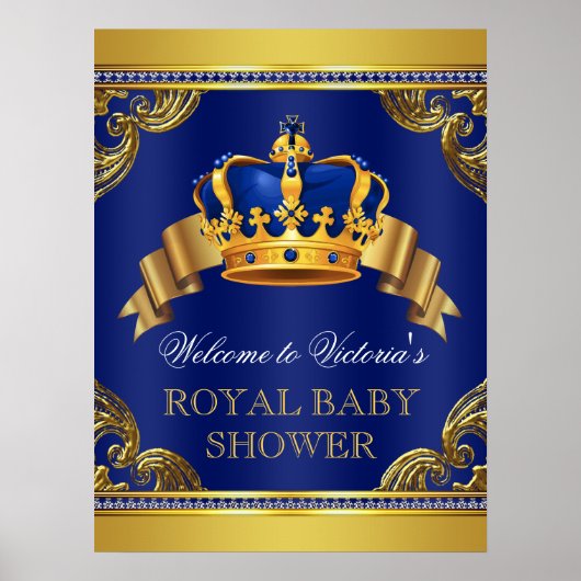 Fancy Prins Baby Shower Welkom Borden Poster (Voorkant)