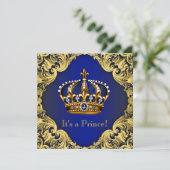 Fancy Prins Boy Baby Shower Uitnodigingen (Staand voorkant)