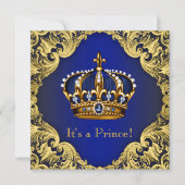 Fancy Prins Boy Baby Shower Uitnodigingen (Voorkant)