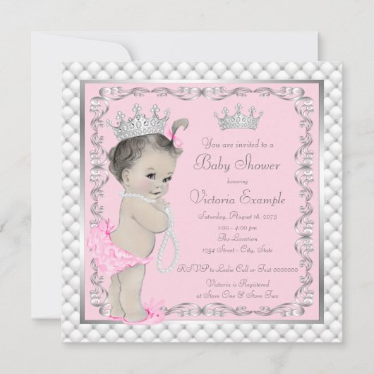 Fancy Prinses Baby Shower Uitnodigingen (Voorkant)