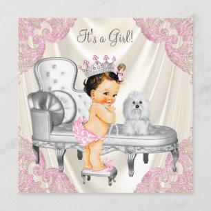 Fancy Prinses Babyshower Ivoor Roze Stoel Kaart