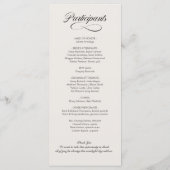 Fancy programma voor de dag van de bruiloft van de programmakaart (Achterkant)