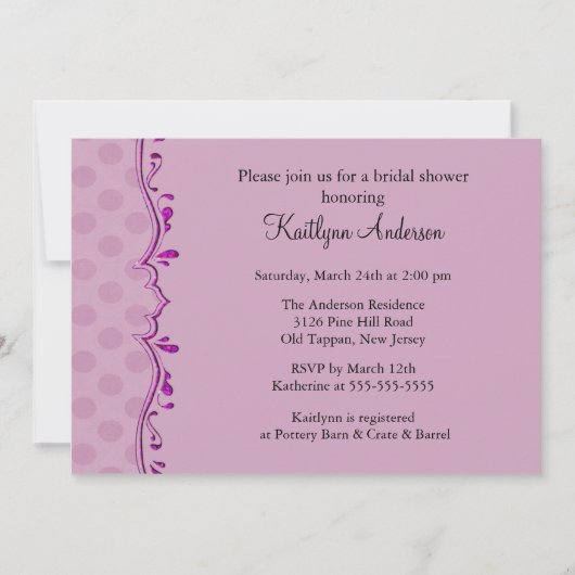 Fancy PurpleTrim Bridal Shower-uitnodiging Kaart (Voorkant)