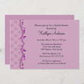 Fancy PurpleTrim Bridal Shower-uitnodiging Kaart (Voorkant / Achterkant)