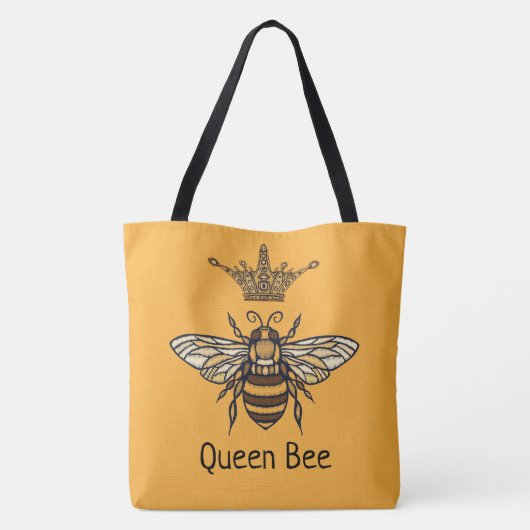 Fancy Queen Bee Personaliseer Canvas tas (Achterkant)