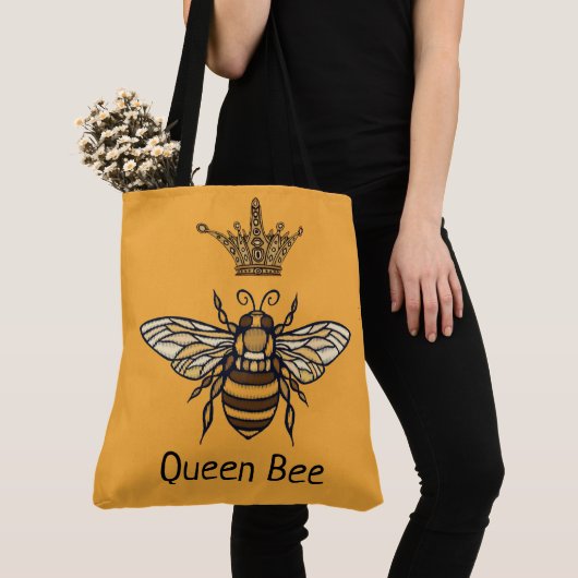 Fancy Queen Bee Personaliseer Canvas tas (Dichtbij)