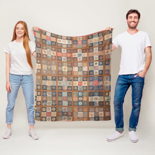 Fancy quilt met pieced Nine-Patch Fleece Deken (In situ)