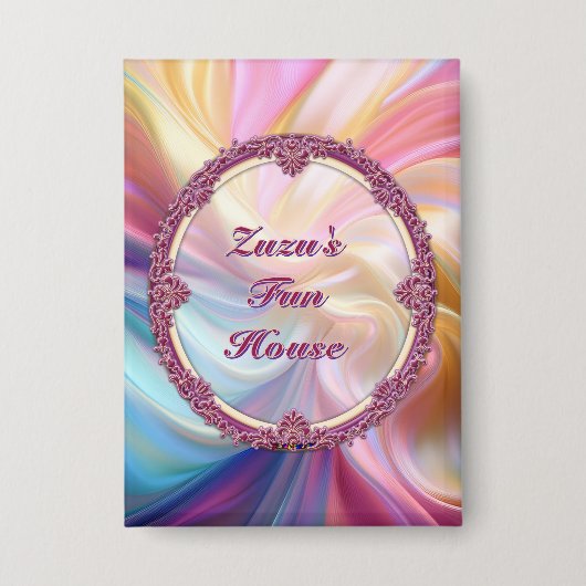 Fancy rand kleurrijke pastel zijde personaliseren button (Voorkant)