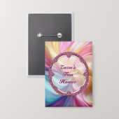 Fancy rand kleurrijke pastel zijde personaliseren button (Voorkant / Achterkant)