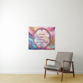 Fancy rand kleurrijke pastel zijde personaliseren wandkleed