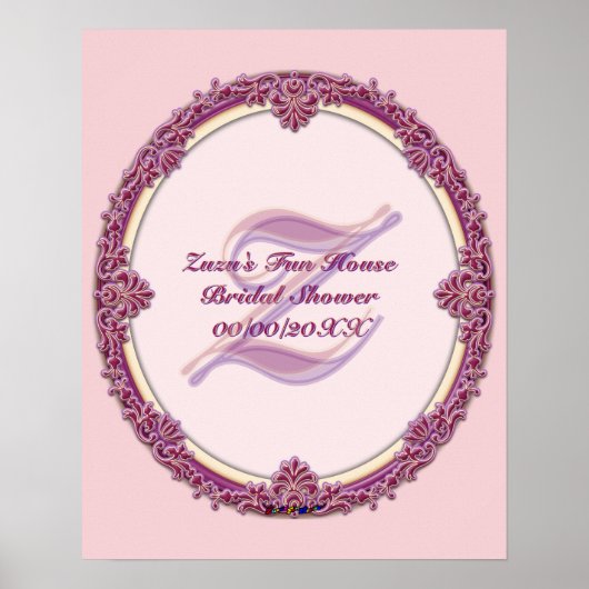 Fancy Rand Paars/Roze En Crème Aanpasbaar Poster (Voorkant)